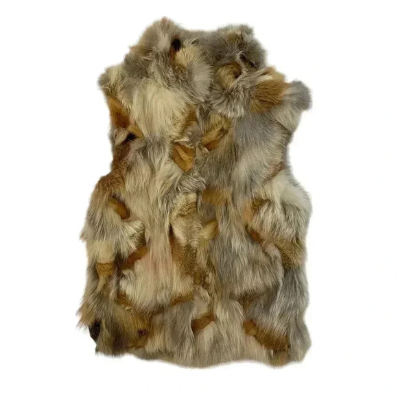 Adrienne Landau 100% Real Fox Fur Vest - Brown Tan Cream Gray - Size Small - Picture 2 of 9